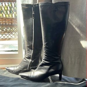 CHANEL knee high boots